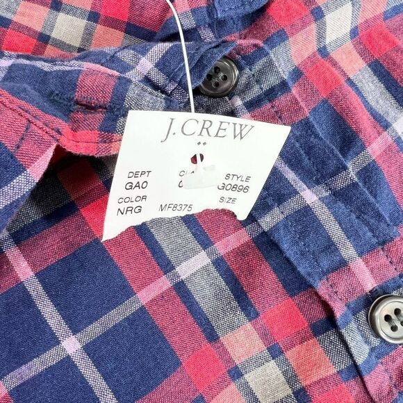 J. Crew Button Up Shirt Womens Large Plaid Boy Fit Collared Long Sleeve New - Picture 4 of 9